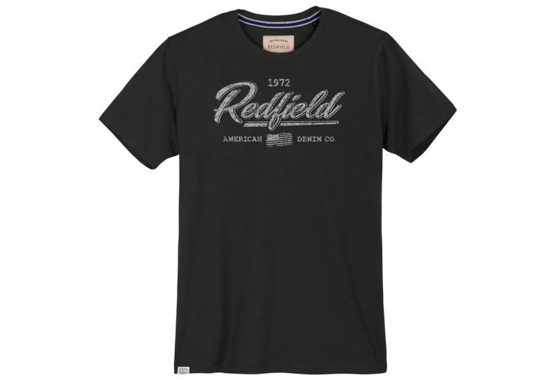 redfield Rundhalsshirt Redfield T-Shirt bedruckt in Herren Übergrößen, schwarz von redfield