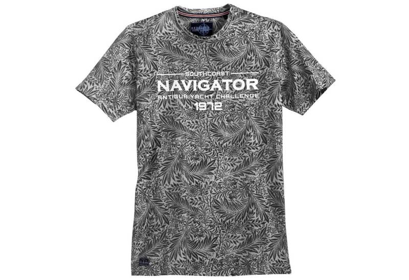 redfield Rundhalsshirt Redfield Übergrößen T-Shirt Alloverprint schwarz von redfield