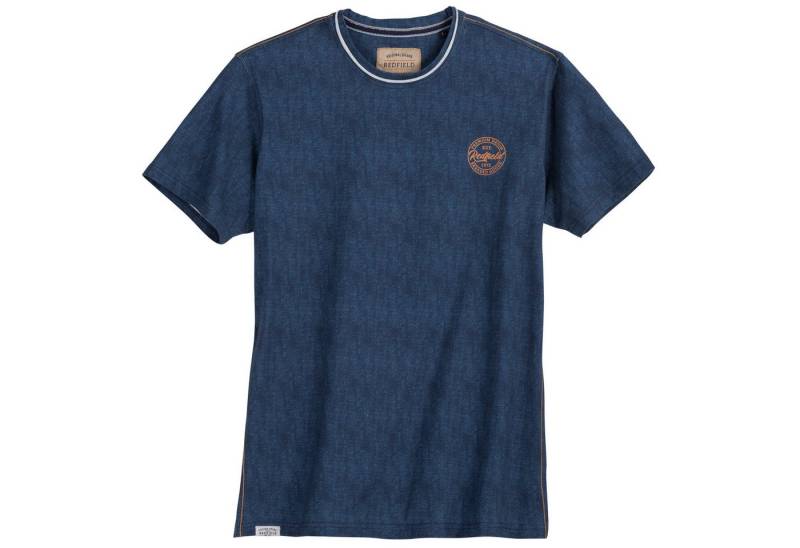 redfield Rundhalsshirt Redfield Übergrößen T-Shirt Denim-Alloverprint denimblau von redfield