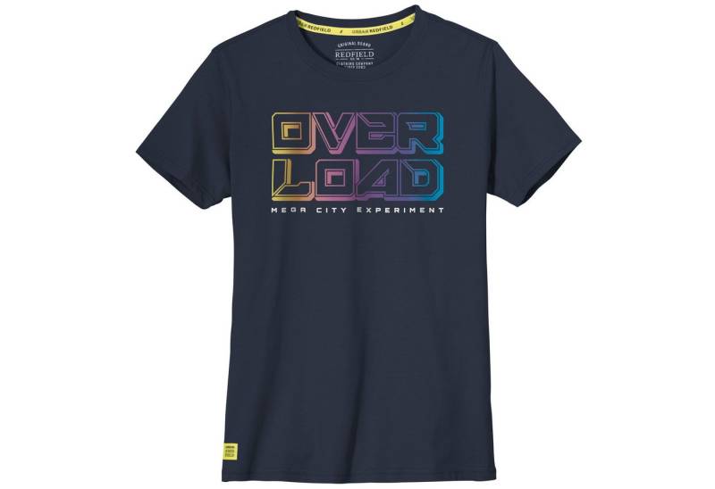 redfield Rundhalsshirt Redfield Übergrößen T-Shirt navy Print OVERLOAD von redfield