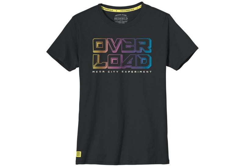 redfield Rundhalsshirt Redfield Übergrößen T-Shirt schwarz Print OVERLOAD von redfield
