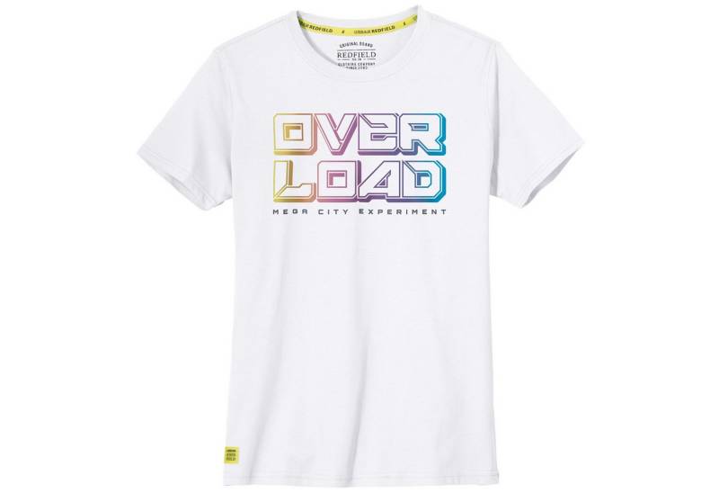 redfield Rundhalsshirt Redfield Übergrößen T-Shirt weiß Print OVERLOAD von redfield