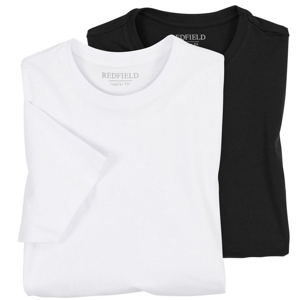redfield Rundhalsshirt Redfield Übergrößen T-Shirts Doppelpack weiß/schwarz von redfield