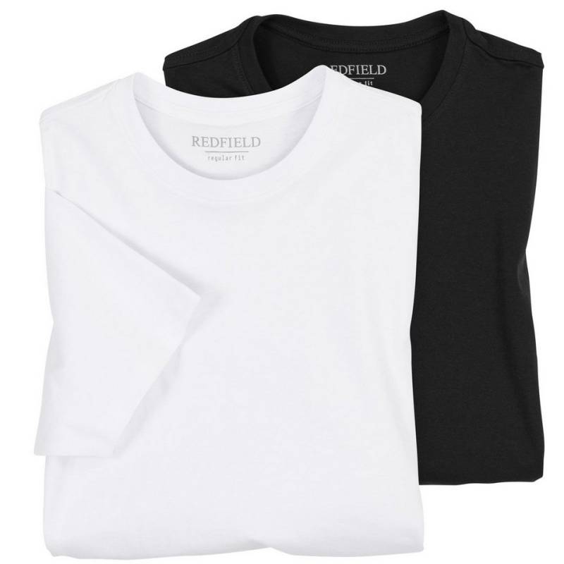 redfield Rundhalsshirt Redfield Übergrößen T-Shirts Doppelpack weiß/schwarz von redfield