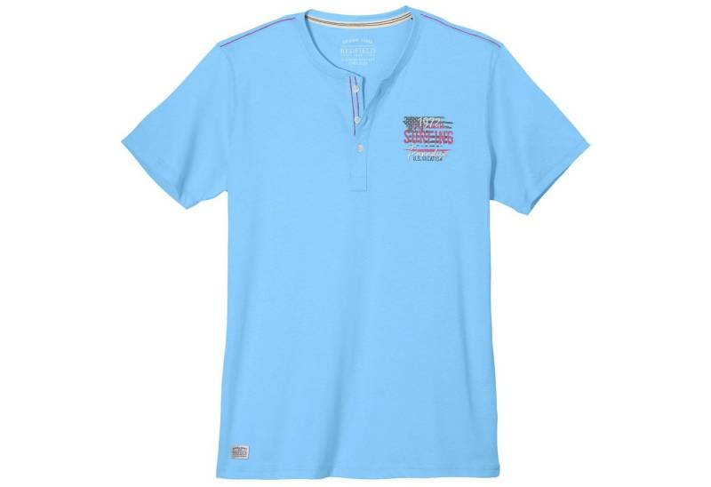 redfield Rundhalsshirt T-Shirt mit Knopfleiste in Herren-Übergrößen von Redfield, hellblau von redfield