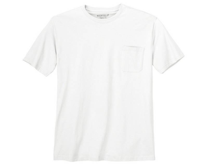 redfield Rundhalsshirt XXL Basic T-Shirt Jerry weiß Brusttasche Redfield von redfield