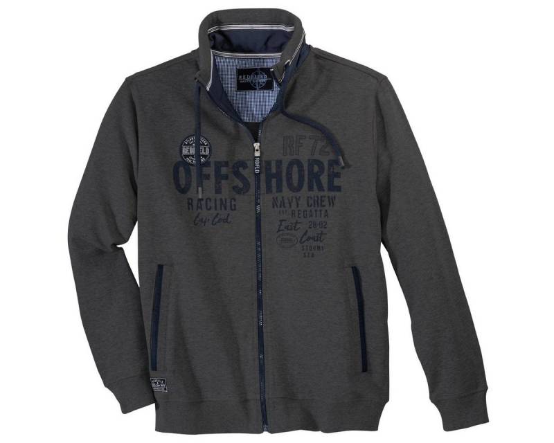 redfield Sweatjacke Redfield XXL Sweatjacke modisch dunkelgrau melange von redfield