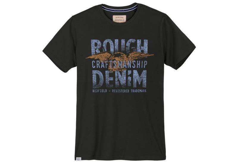 redfield T-Shirt Redfield T-Shirt mit druck in Herren Übergrößen, schwarz von redfield