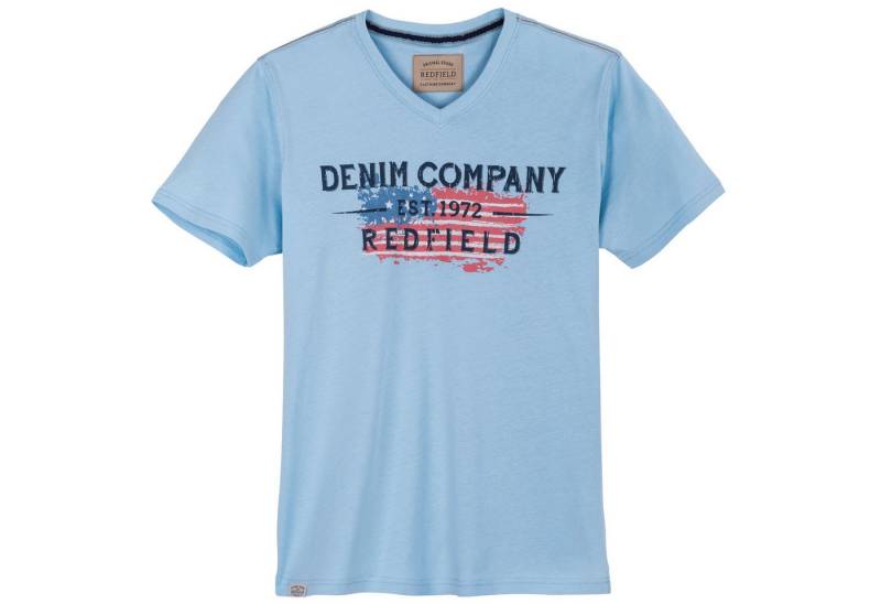 redfield T-Shirt T-Shirt V-Neck mit Druck von Redfield in Herren Übergrößen, Airy Blue von redfield