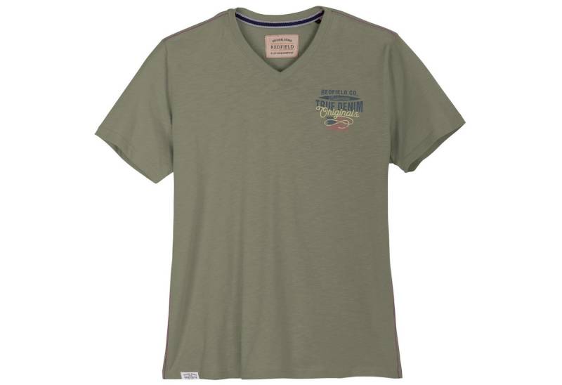 redfield V-Shirt Redfield Übergrößen T-Shirt V-Neck modisch oliv von redfield