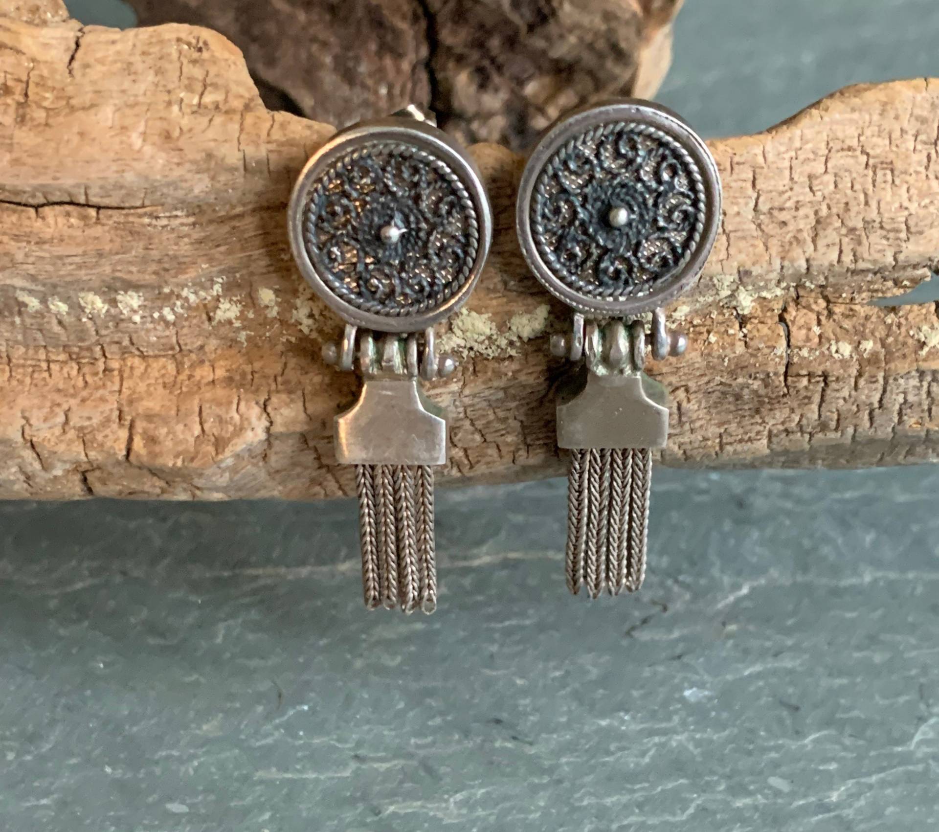 Vintage Sterling Silber Klapp Ohrringe Mit Fransen Und Post Backs Vintage Sterling Silber Klapp Ohrringe Mit Fransen Und Post Backs von redpineshop