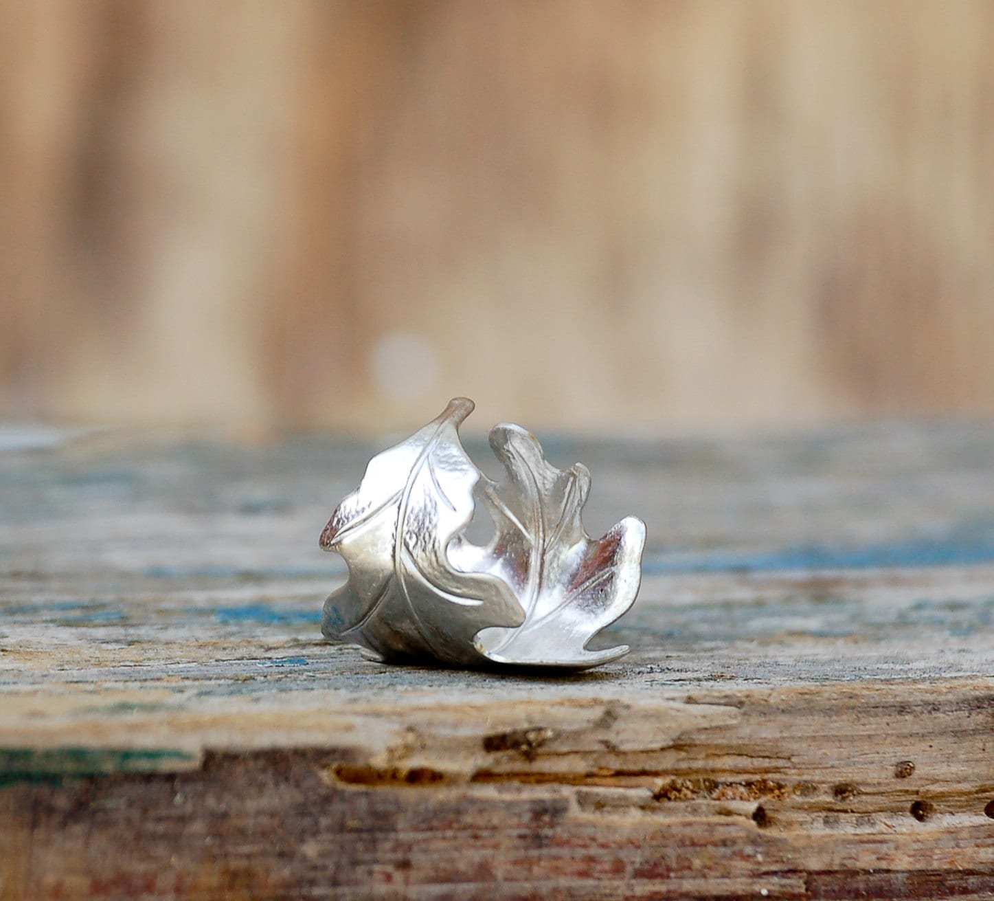 Eichenblatt Silberring Verstellbarer Boho Schmuck von redtruckdesigns