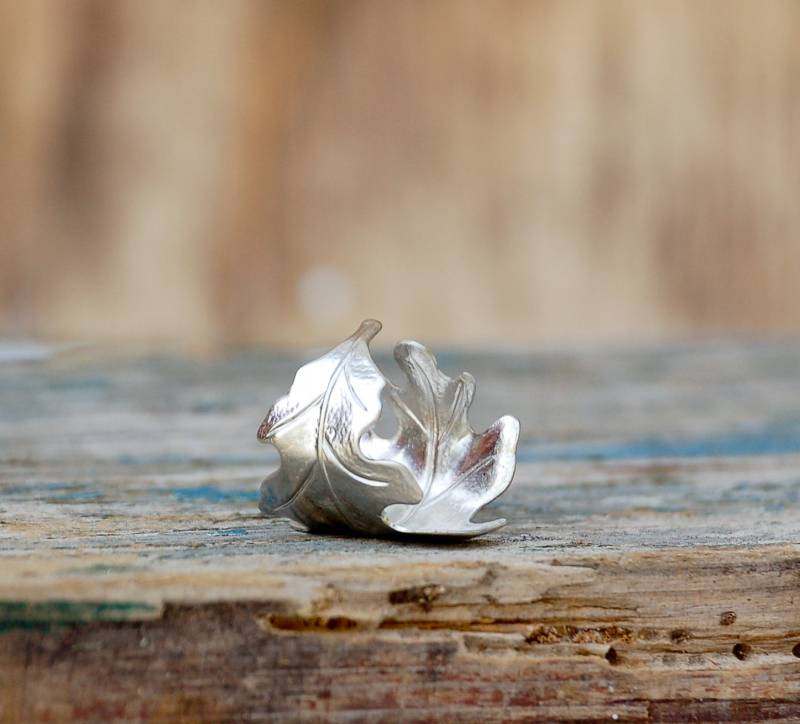 Eichenblatt Silberring Verstellbarer Boho Schmuck von redtruckdesigns