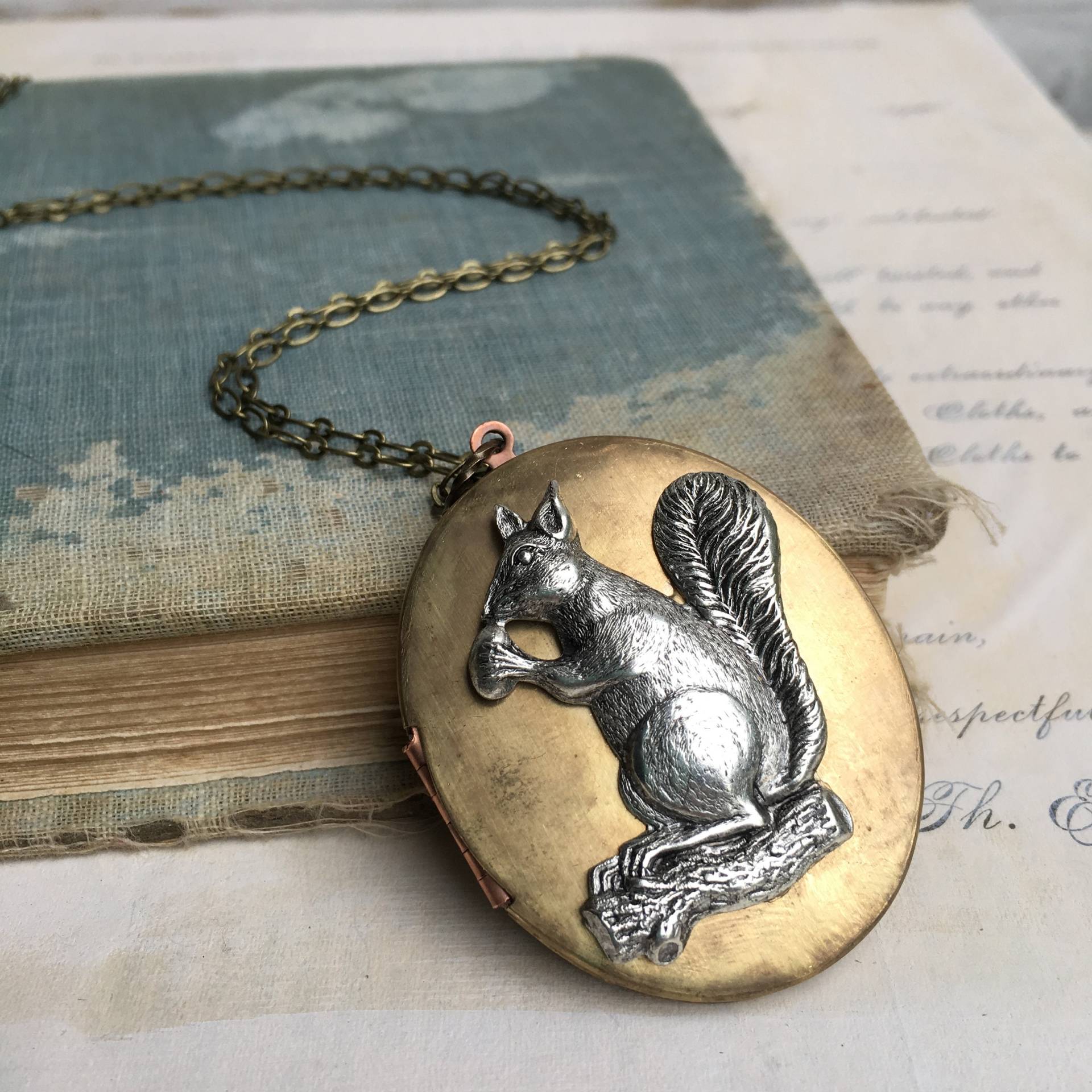 Eichhörnchen Foto Locket Halskette Wald Herbst Schmuck von redtruckdesigns