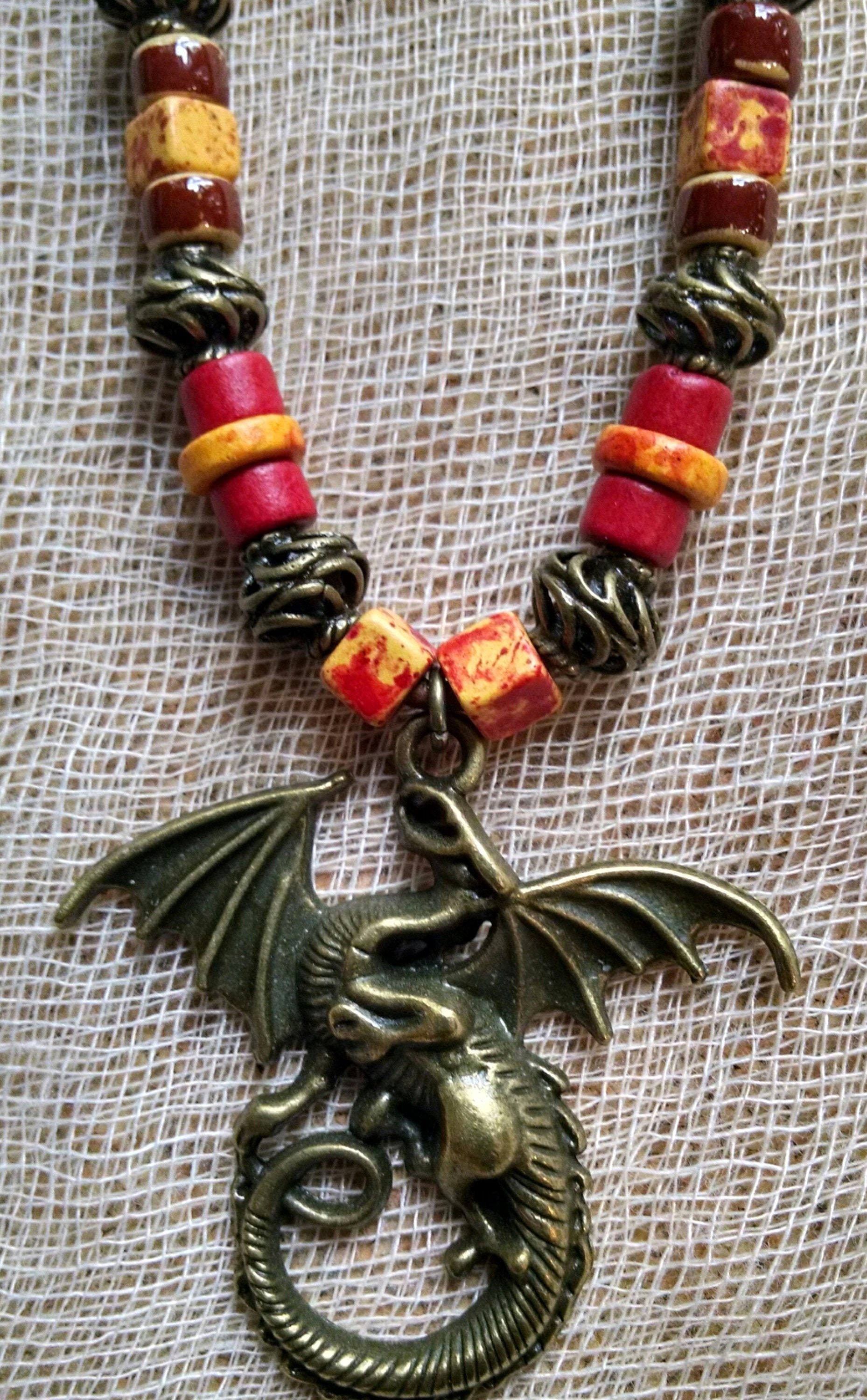 Bronze Drachen Anhänger Halskette von redwitchcreations