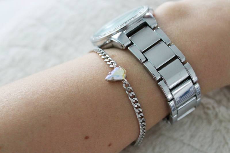 Tear Crystal Bracelet - Wasserfest Swarovski Edelstahl Armband Curb Chain von refinedclassic