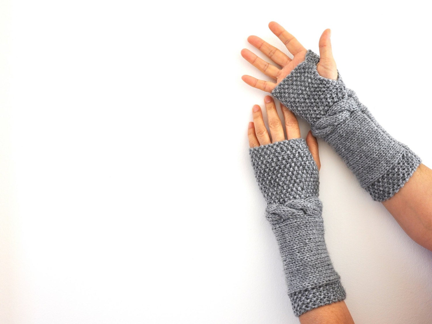 Graue Fingerlose Handschuhe Armstulpen Handstrick Mode Warm Gemütlich von reflectionsbyds