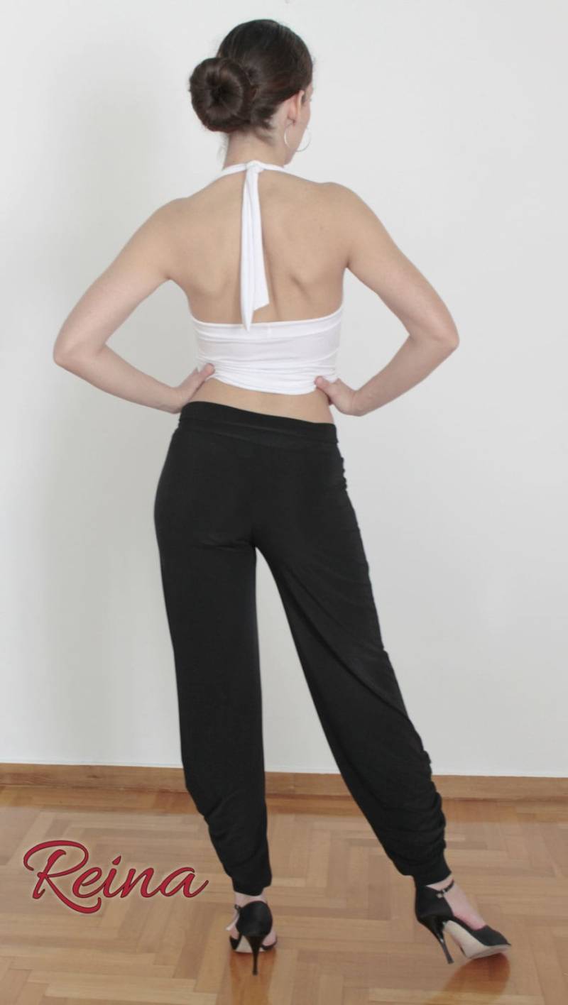 Schwarze Geraffte Tango Hose Milonga Salsa Tanz Hose Schwarze Geraffte Tango Hose Milonga Salsa Tanz Hose von reinatango