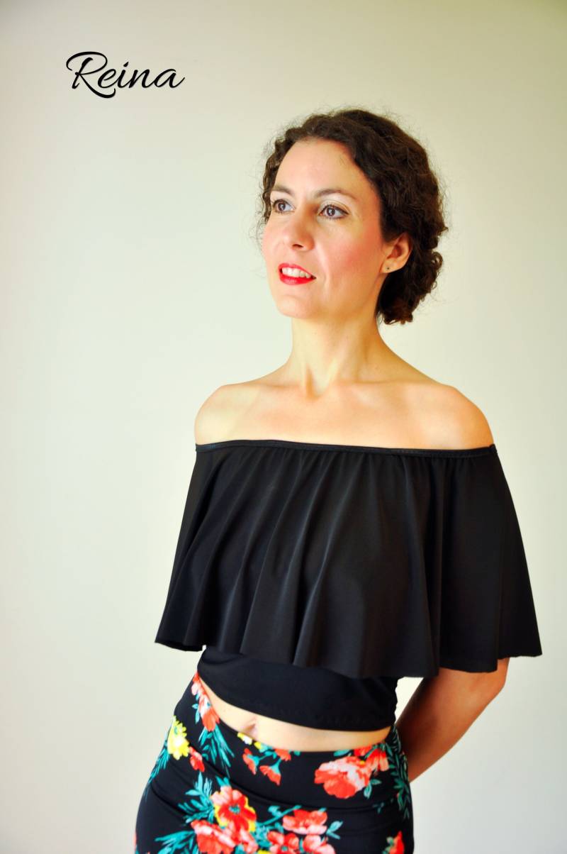 Schwarze Schulterfreie Tango Bluse Milonga Salsa Tanz Top Schwarze Schulterfreie Tango Bluse Milonga Salsa Tanz Top von reinatango