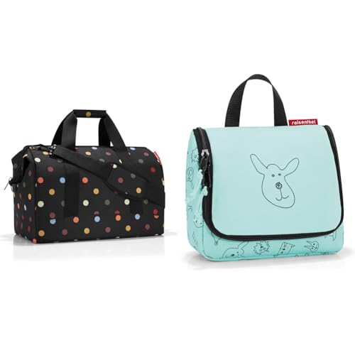 reisenthel Allrounder L dots Vielfältige Doktortasche zum Reisen & toiletbag S Kids Cats and Dogs Mint Ma?e: 18,5 x 16 x 7 cm/Volumen: 1,5 l von reisenthel