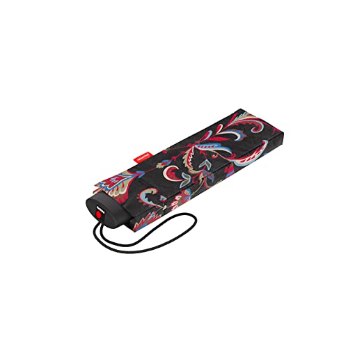 reisenthel Umbrella Pocket Mini Paisley Black Extrem Leichter und Flacher Taschenschirm aus recycelten PET-Flaschen Mit großem Schirmdach von reisenthel