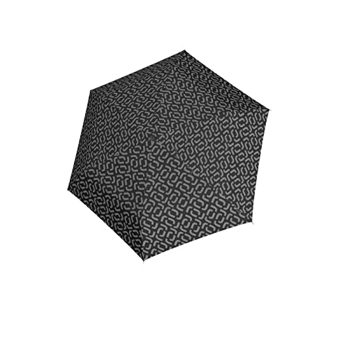 reisenthel umbrella pocket mini in Signature Schwarz – Extrem leichter und flacher Taschenschirm aus recycelten PET-Flaschen – Mit großem Schirmdach von reisenthel