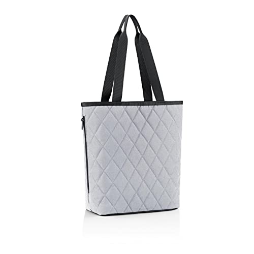reisenthel classic shopper M rhombus light grey – Geräumige Shopping Bag und edle Handtasche in einem – Aus wasserabweisendem Material von reisenthel