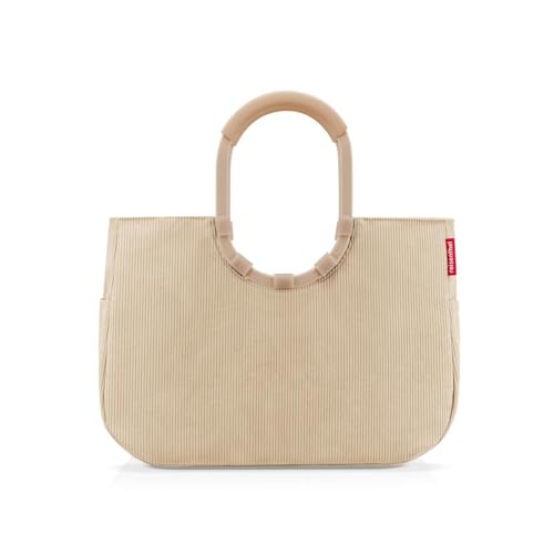 reisenthel loopshopper L cord sand – Stabile Tasche mit praktischen Fächern aus recycelten PET-Flaschen – Charmantes und wasserabweisendes Design von reisenthel