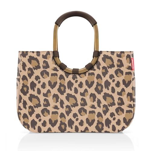 reisenthel loopshopper L frame leo macchiato – Stabile Tasche mit praktischen Fächern aus recycelten PET-Flaschen – Charmantes und wasserabweisendes Design gold von reisenthel