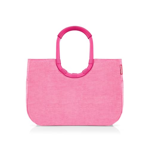 reisenthel loopshopper L frame twist pink – Stabile Tasche mit praktischen Fächern aus recycelten PET-Flaschen – Charmantes und wasserabweisendes Design von reisenthel