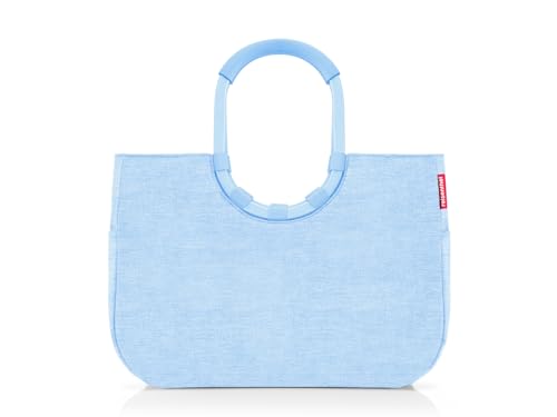 reisenthel loopshopper L frame twist powder blue – Stabile Tasche mit praktischen Fächern aus recycelten PET-Flaschen – Charmantes und wasserabweisendes Design von reisenthel