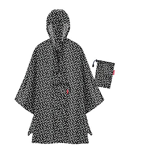 reisenthel mini maxi poncho in Signature Schwarz – Klein verpackter Regencape aus hochwertigem Polyestergewebe – Ansprechendes Design mit weiter Kragenöffnung von reisenthel