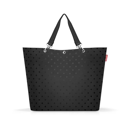 reisenthel shopper XL glossy dots black – Geräumige Shopping Bag und edle Handtasche in einem – Aus wasserabweisendem Material von reisenthel
