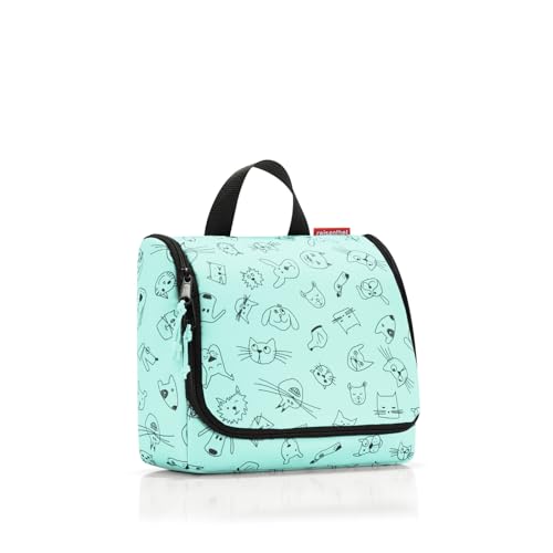 reisenthel toiletbag Kids Cats and Dogs Mint - praktischer Kulturbeutel mit Haken, wasserabweisendes Material von reisenthel
