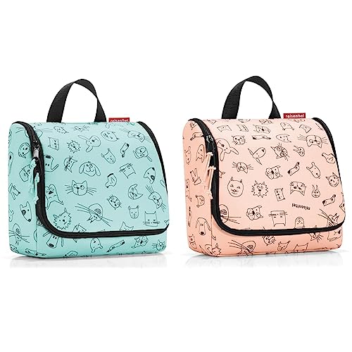 reisenthel toiletbag Kids WH4062 Cats and Dogs Mint – Kulturbeutel mit 3l Volumen B 23 x H 20 x T 10 cm & toiletbag Cats and Dogs Rose 23 x 20 x 10 cm/Maße: 23 x 55 x 8,5 cm expanded/Volumen: 3 l von reisenthel