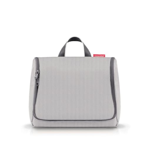 reisenthel toiletbag XL Herringbone Grey - praktischer Kulturbeutel mit Haken, wasserabweisendes Material von reisenthel