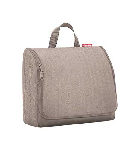 reisenthel toiletbag XL Herringbone Mokka - praktischer Kulturbeutel mit Haken, wasserabweisendes Material von reisenthel