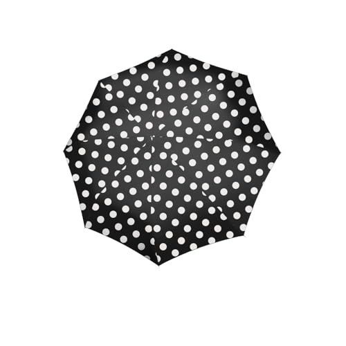 reisenthel umbrella pocket duomatic dots white – Kompakter Taschenschirm aus recycelten PET-Flaschen – Mit großer Drucktaste und ergonomisches Griffdesign von reisenthel