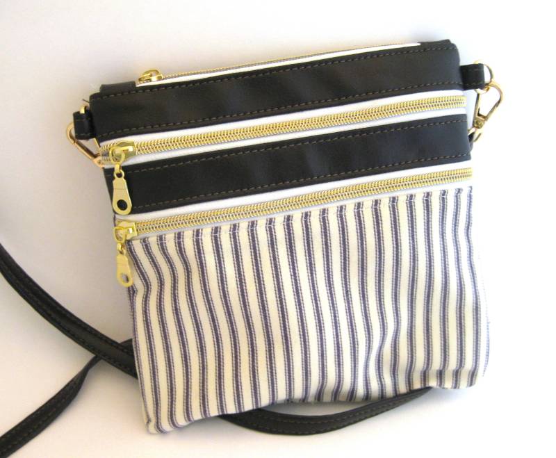 Kleine Umhängetasche Kunstleder Geldbörse Vegan Tasche Mini Reißverschluss Beutel Mit Handtasche Gestreifte von reispeices