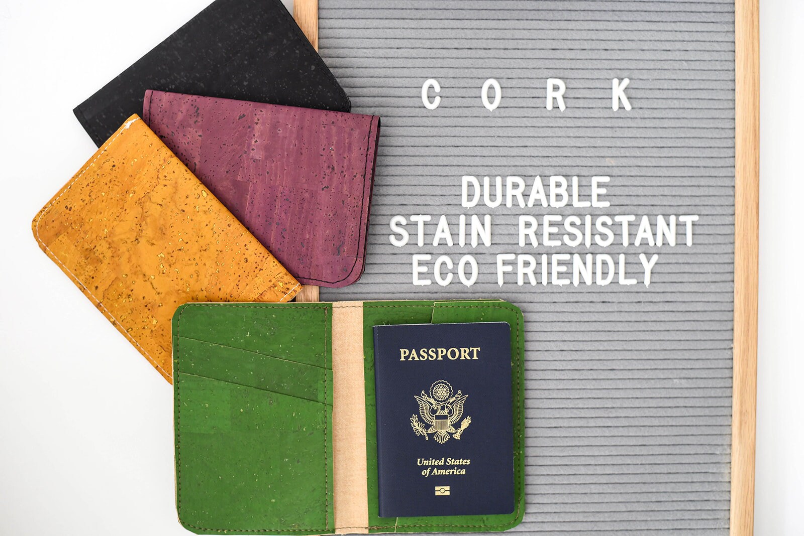 Personalisierte Kork Passhülle Passhalter Passport Brieftasche Vegan Case Sleeve Monogramm Erle von reispeices