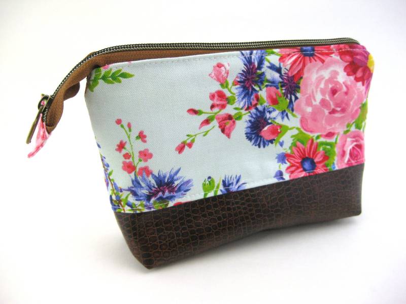 Personalisierte Reißverschlusstasche Weite Offene Tasche Doppelte Make-Up Zubehör Beauty Bag Kosmetiktasche Floral von reispeices