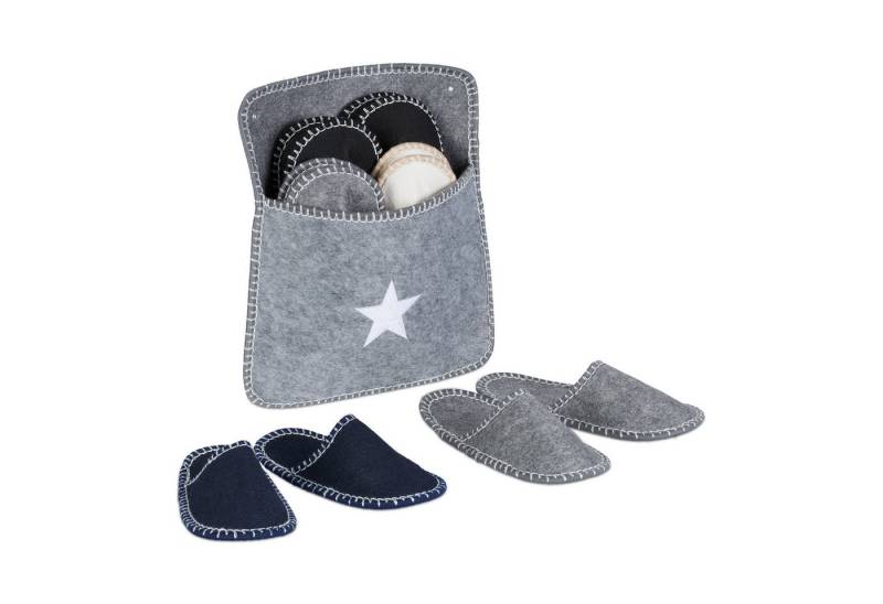 relaxdays 6 Paar Gästehausschuhe aus Filz Hausschuh (6er Set) von relaxdays