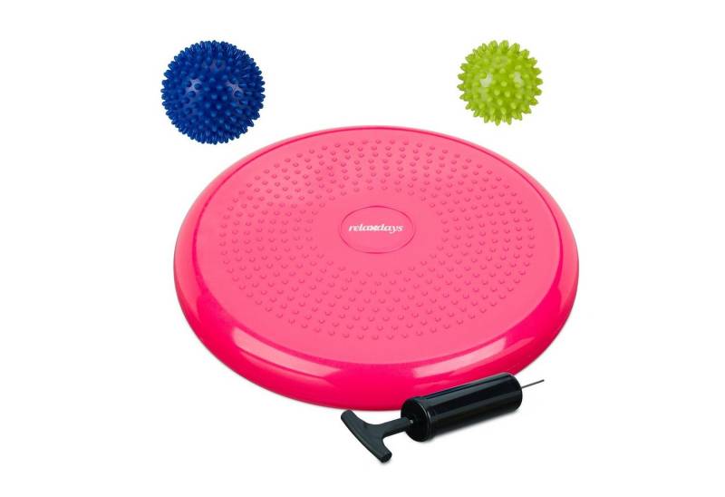 relaxdays Balancekissen Balance Kissen mit 2 Massagebällen, Pink von relaxdays