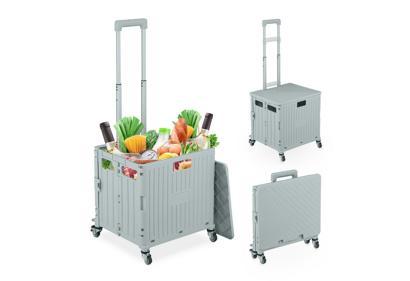 relaxdays Einkaufstrolley Faltbarer Einkaufstrolley mit Lenkrollen, Grau relaxdays Einkaufstrolley Faltbarer Einkaufstrolley mit Lenkrollen, Grau von relaxdays