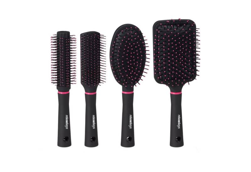 relaxdays Haarbürsten-Set Haarbürste 4er Set, Pink von relaxdays
