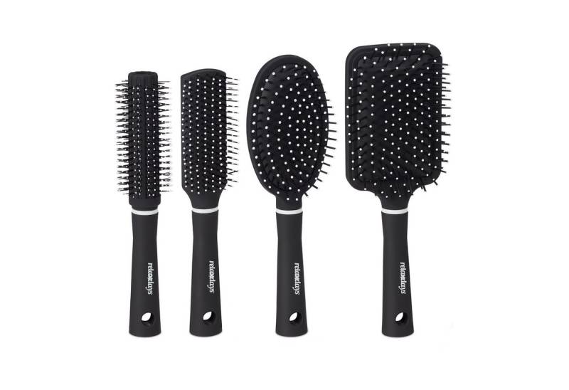 relaxdays Haarbürsten-Set Haarbürste 4er Set, weiß von relaxdays
