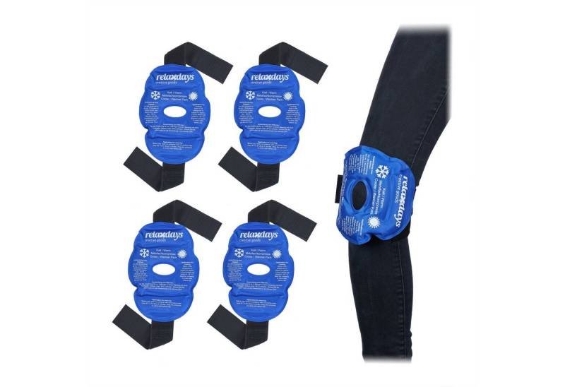 relaxdays Kalt-Warm-Kompresse 4er Set Knie Kühlpads in Blau von relaxdays