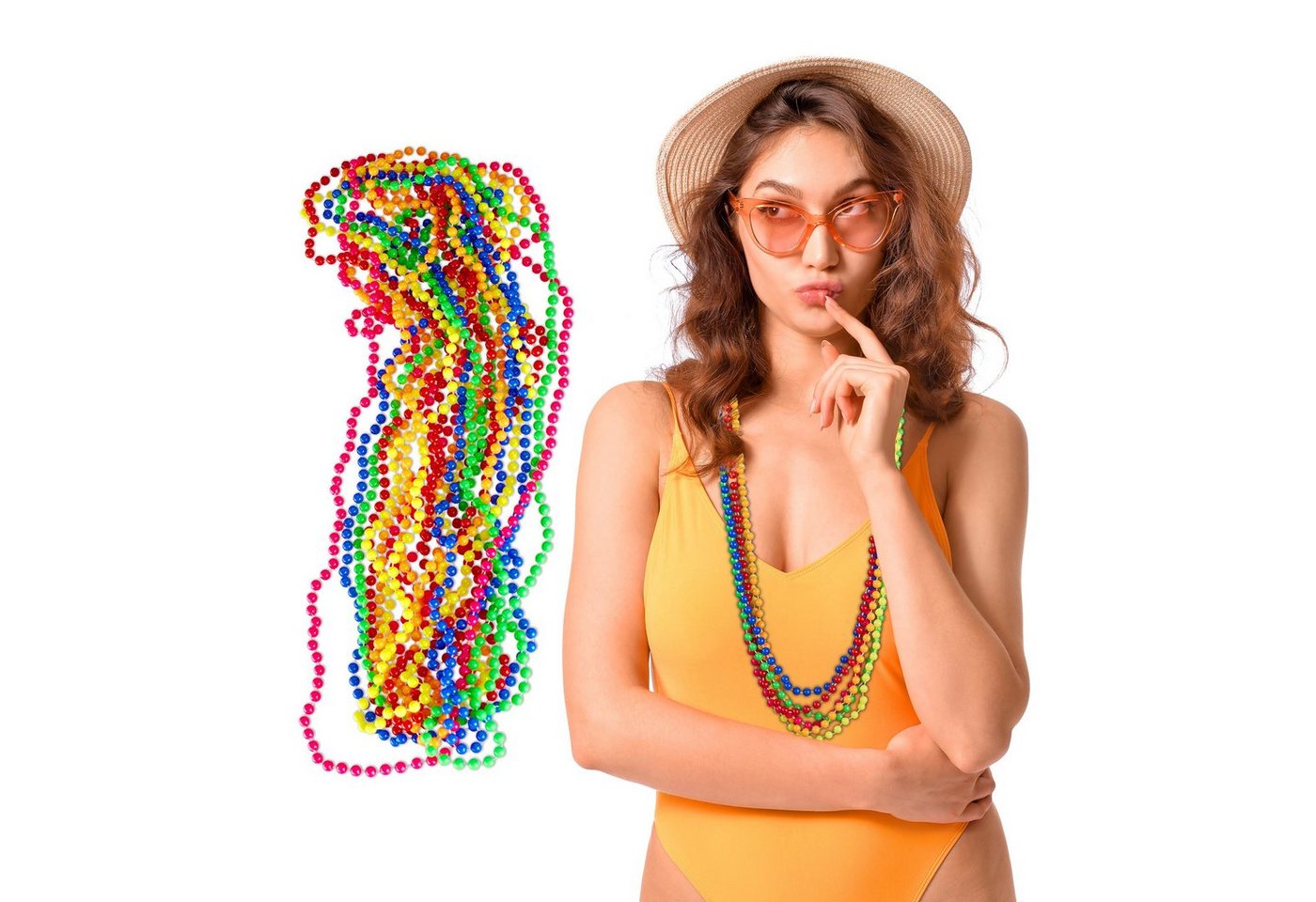 relaxdays Perlenkette Bunte Perlenkette Neon 30er Set von relaxdays