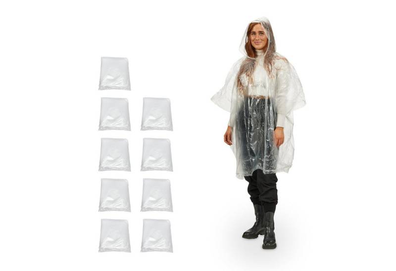 relaxdays Regenponcho Einweg Regenponcho 10er Set transparent von relaxdays