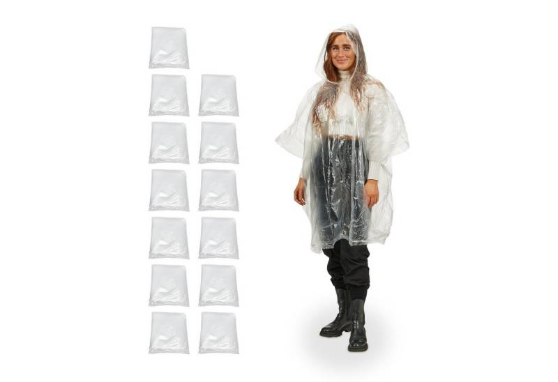 relaxdays Regenponcho Einweg Regenponcho 13er Set transparent von relaxdays
